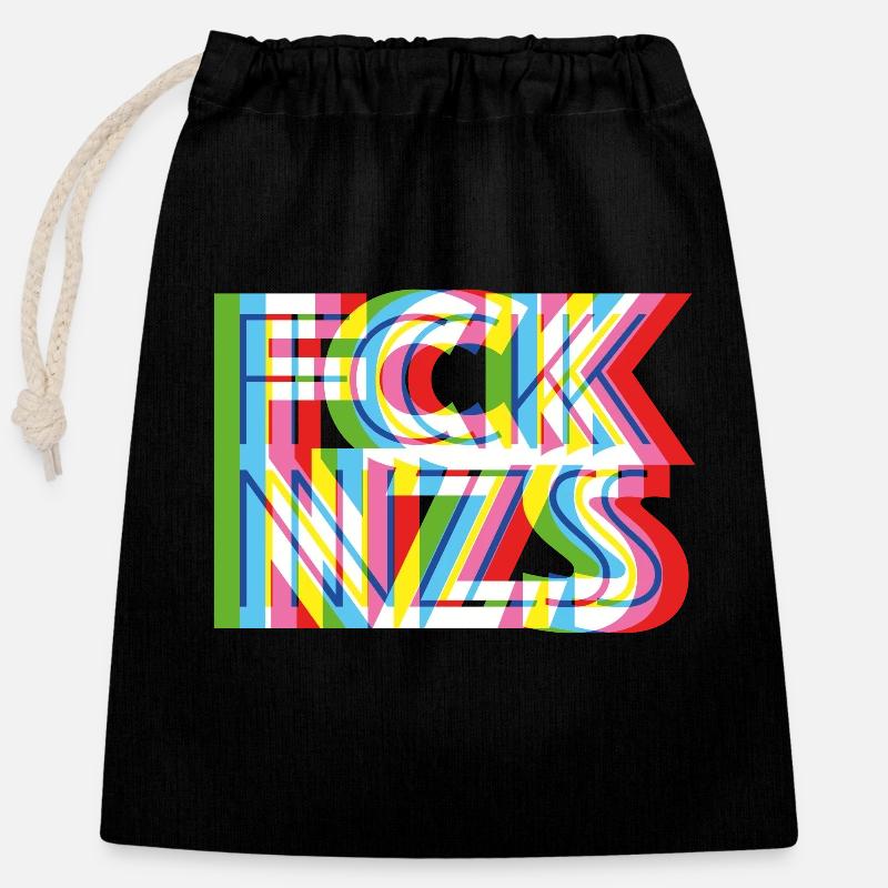 FCK NZS - Closable cotton gift bag (25x30cm) - black
