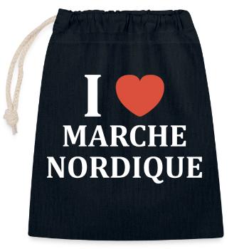 Randonné humour marche nordique - Sac cadeau en coton avec cordon (25 x 30 cm) - bleu marine - Devant