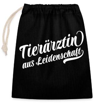 Tierärztin aus Leidenschaft - Verschließbarer Geschenkbeutel aus Baumwolle (25x30cm) - Schwarz - Vorne