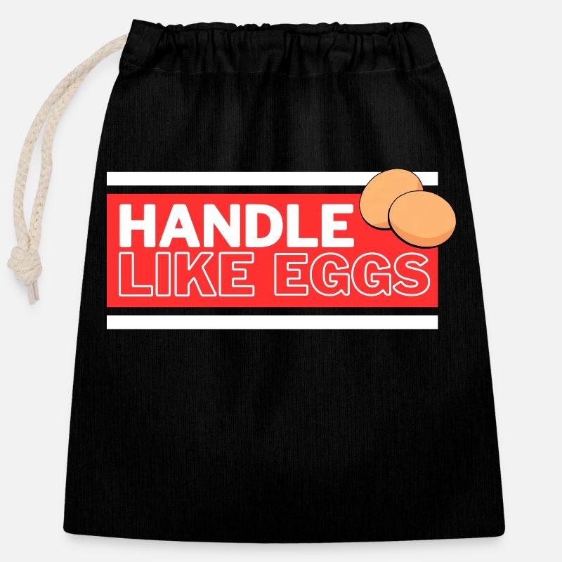 Handle like eggs - Closable cotton gift bag (25x30cm) - black