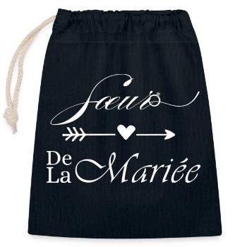 Sœur de la mariée - Sac cadeau en coton avec cordon (25 x 30 cm) - bleu marine - Devant