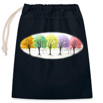 Bunt Bäume Baum Wald - Verschließbarer Geschenkbeutel aus Baumwolle (25x30cm) - Navy - Vorne