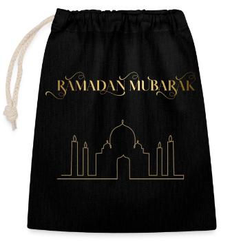 Ramadan Mubarak Golden Mosque - Closable cotton gift bag (25x30cm) - black - Front