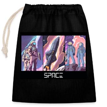 SPACE - Closable cotton gift bag (25x30cm) - black - Front