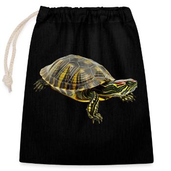 La tortue à oreilles rouges, un homme en armure avec du charme - Sac cadeau en coton avec cordon (25 x 30 cm) - noir - Devant