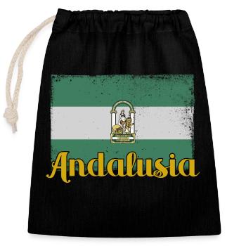 Andalusien Flagge Iberische Halbinsel Sevilla - Verschließbarer Geschenkbeutel aus Baumwolle (25x30cm) - Schwarz - Vorne
