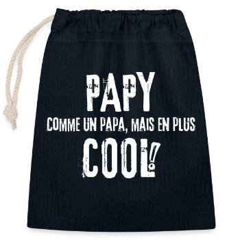 Papy cool - Sac cadeau en coton avec cordon (25 x 30 cm) - bleu marine - Devant