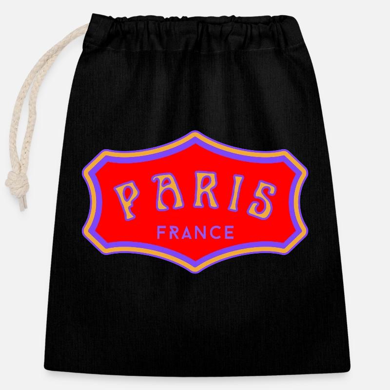 Paris - Sac cadeau en coton avec cordon (25 x 30 cm) - noir