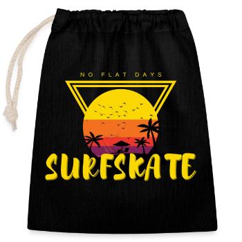 Surfskate Sunset - Verschließbarer Geschenkbeutel aus Baumwolle (25x30cm) - Schwarz - Vorne