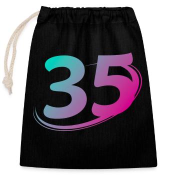 Number 35 multicolor - Closable cotton gift bag (25x30cm) - black - Front