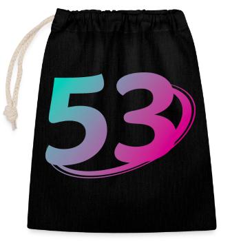 Number 53 multicolor - Closable cotton gift bag (25x30cm) - black - Front
