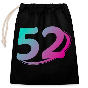 Number 52 multicolor - Closable cotton gift bag (25x30cm) - black - Front