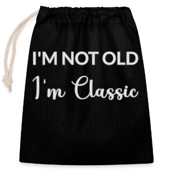 I'M NOT OLD I'M CLASSIC – Father's Day - Mother's Day - Closable cotton gift bag (25x30cm) - black - Front