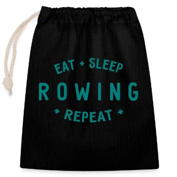 Eat Sleep Rowing Repeat - Rowing - Rowers - Closable cotton gift bag (25x30cm) - black - Front