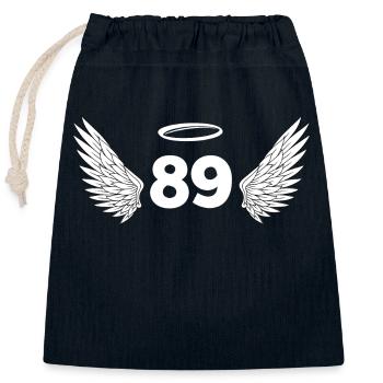 Number 89 Angel - 89th Birthday Wings - Closable cotton gift bag (25x30cm) - navy - Front