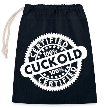 cuckold - Closable cotton gift bag (25x30cm) - navy - Front