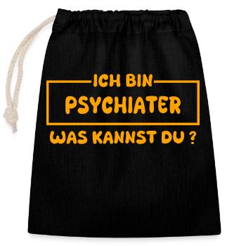 Profession : Psychiatre - Sac cadeau en coton avec cordon (25 x 30 cm) - noir - Devant