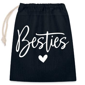 Meilleures amies - Sac cadeau en coton avec cordon (25 x 30 cm) - bleu marine - Devant