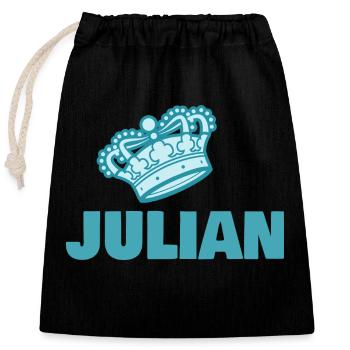 Vorname Julian - Verschließbarer Geschenkbeutel aus Baumwolle (25x30cm) - Schwarz - Vorne