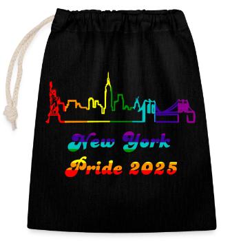 Pride 2025 NY - Verschließbarer Geschenkbeutel aus Baumwolle (25x30cm) - Schwarz - Vorne