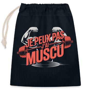 je peux pas j'ai muscu - Sac cadeau en coton avec cordon (25 x 30 cm) - bleu marine - Devant