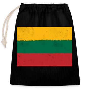 Flag of Lithuania - Closable cotton gift bag (25x30cm) - black - Front