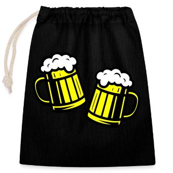 Beer glass, cheers symbol beer - Closable cotton gift bag (25x30cm) - black - Front