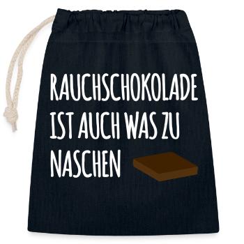 Smoked chocolate - Closable cotton gift bag (25x30cm) - navy - Front
