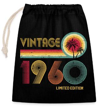 Vintage 1970s Retro Sunset Design - Closable cotton gift bag (25x30cm) - black - Front