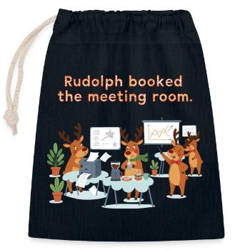 Rudolph a réservé la salle de réunion - Sac cadeau en coton avec cordon (25 x 30 cm) - bleu marine - Devant