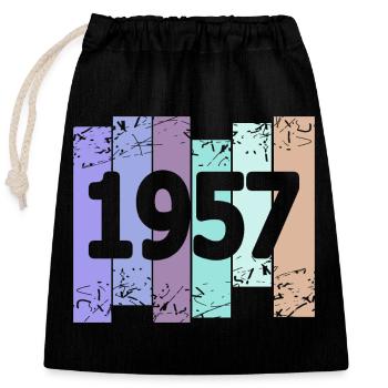 1957 - Sac cadeau en coton avec cordon (25 x 30 cm) - noir - Devant