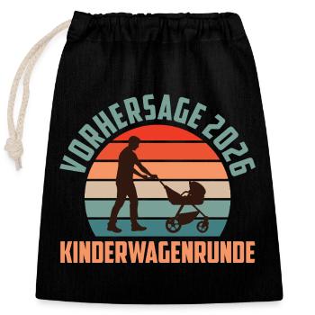 Werdender Vater VORHERSAGE 2026 KINDERWAGEN - Verschließbarer Geschenkbeutel aus Baumwolle (25x30cm) - Schwarz - Vorne