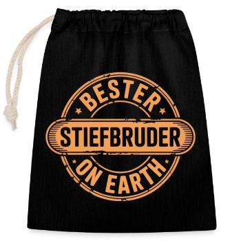 Bester Stiefbruder - Verschließbarer Geschenkbeutel aus Baumwolle (25x30cm) - Schwarz - Vorne