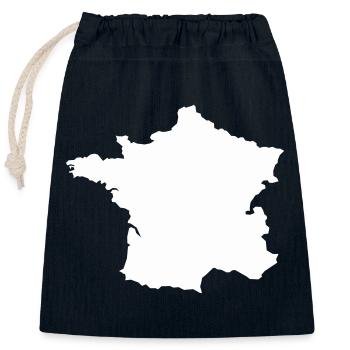 French Map Silhouette - Closable cotton gift bag (25x30cm) - navy - Front