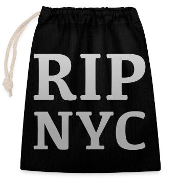 RIP NYC Monochrome design - Closable cotton gift bag (25x30cm) - black - Front
