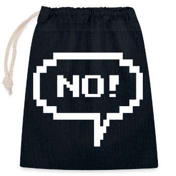 Pixel speech bubble "No!" - Closable cotton gift bag (25x30cm) - navy - Front