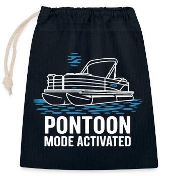 Pontoon Mode Activated Pontoon Boat Summer - Closable cotton gift bag (25x30cm) - navy - Front