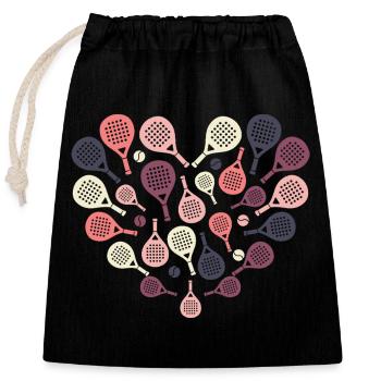 Cœur de raquette de padel – Sport & Herz - Sac cadeau en coton avec cordon (25 x 30 cm) - noir - Devant