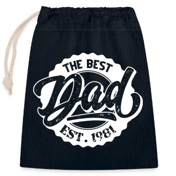 Le Meilleur Papa EST 1981 - Sac cadeau en coton avec cordon (25 x 30 cm) - bleu marine - Devant