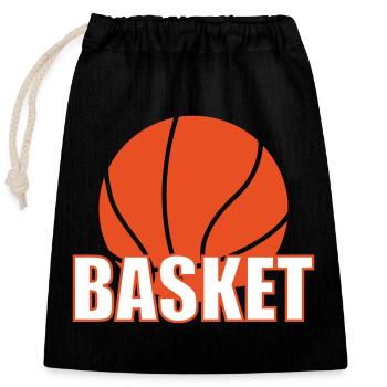Basketball / Basketball / Basktet-Ball / Sport - Verschließbarer Geschenkbeutel aus Baumwolle (25x30cm) - Schwarz - Vorne
