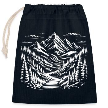 Mountain sketch landscape - Closable cotton gift bag (25x30cm) - navy - Front