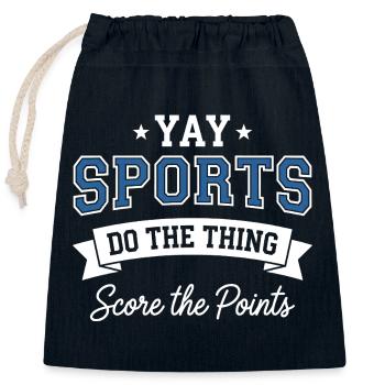 Juhu, Sport macht das Ding und sammelt Punkte - Verschließbarer Geschenkbeutel aus Baumwolle (25x30cm) - Navy - Vorne