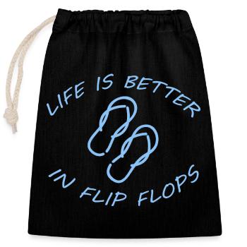 LA VIE EST MEILLEURE EN TONGS - Sac cadeau en coton avec cordon (25 x 30 cm) - noir - Devant
