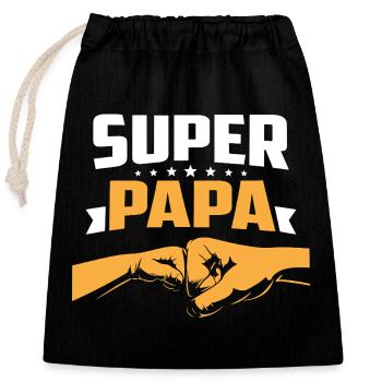 Super Papa Idea Cadeau Fête Des Fathers Anniversaire - Verschließbarer Geschenkbeutel aus Baumwolle (25x30cm) - Schwarz - Vorne