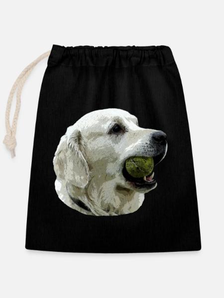 Labrador mit Ball - Verschließbarer Geschenkbeutel aus Baumwolle (25x30cm) - Schwarz