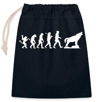 Loup hurlant évolution - Sac cadeau en coton avec cordon (25 x 30 cm) - bleu marine - Devant