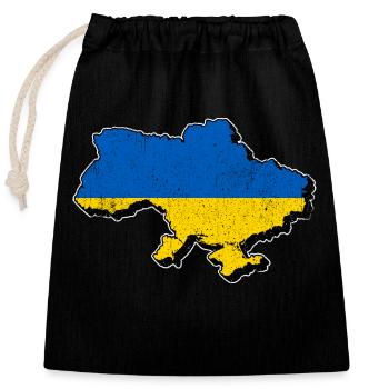Ukraine - Sac cadeau en coton avec cordon (25 x 30 cm) - noir - Devant