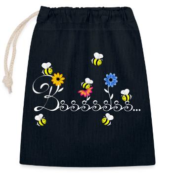 Hummel Abeille Guêpe fleur fleur miel printemps - Sac cadeau en coton avec cordon (25 x 30 cm) - bleu marine - Devant