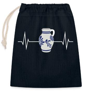 Herzschlag Puls Apfelwein Bembel Ebbelwoi - Verschließbarer Geschenkbeutel aus Baumwolle (25x30cm) - Navy - Vorne