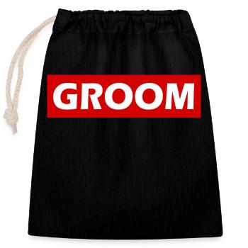 Groom - Sac cadeau en coton avec cordon (25 x 30 cm) - noir - Devant